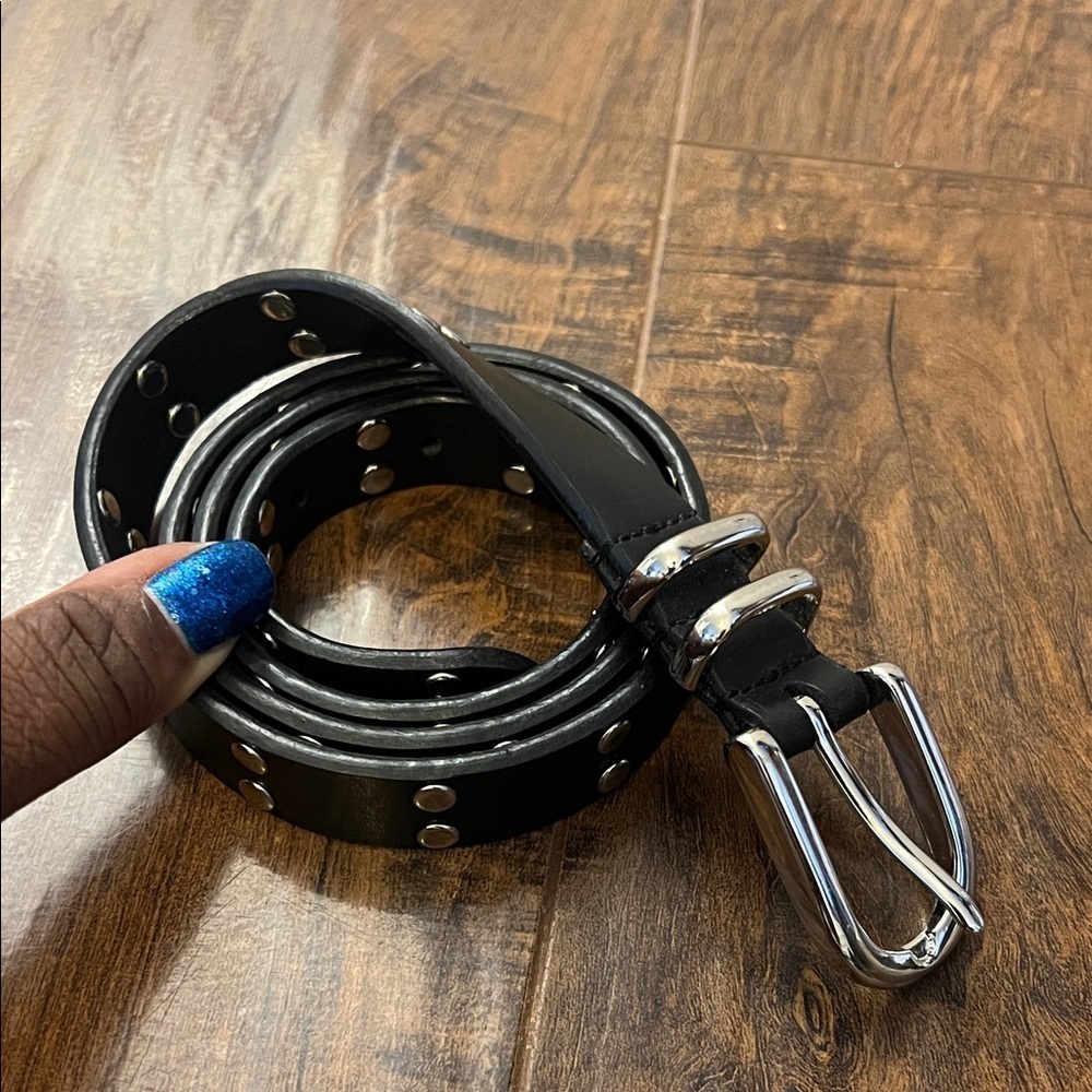 Women’s Black Belt with Silver Studs and Buckle